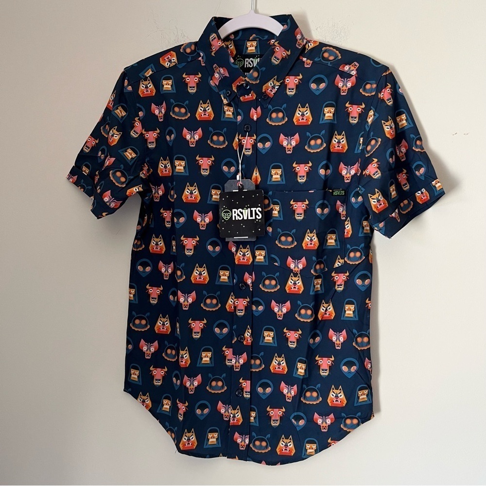RSVLTS Supernatural Tales from the Cryptids Graphic Button Down Shirt NEW XS